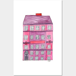 Pink European Townhouse Posters and Art